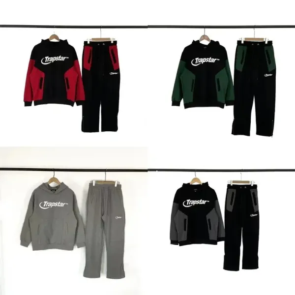 Design Tracksuit Set Black with Gray Panels Hoodie and Sweatpants - 4