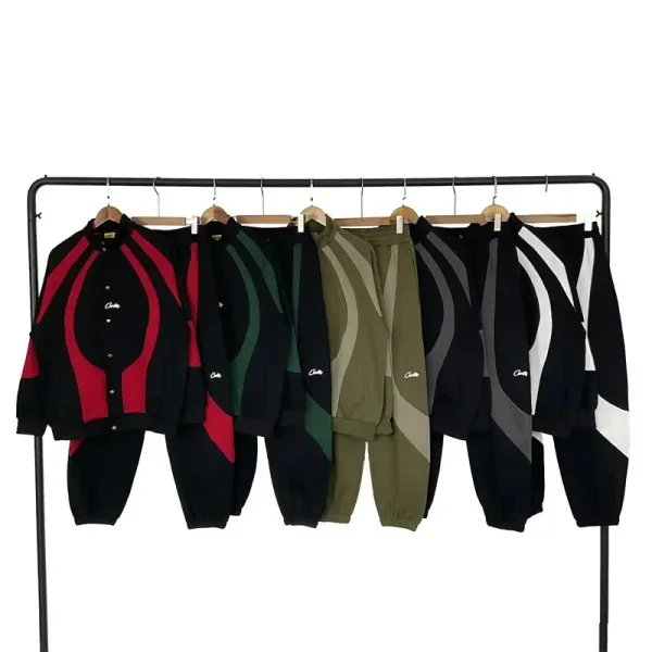 Design Tracksuit Set Black with Gray Panels Hoodie and Sweatpants - 8