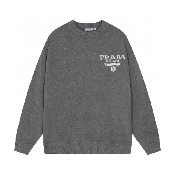 Prada Milano Logo Knit Sweater Gray - 1