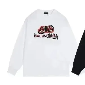 Balenciaga Logo Print Long-Sleeve T-Shirt White - 1