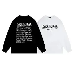 Balenciaga Logo Print Long-Sleeve T-Shirt Black and White - 1