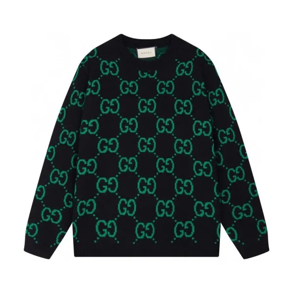Gucci GG Pattern Knit Sweater Black and Green - 1