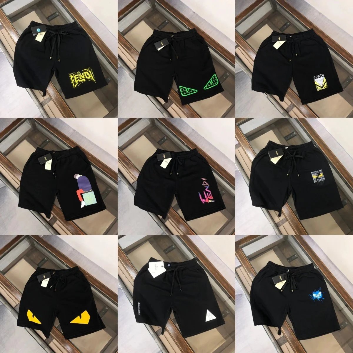 Fendi Logo Print Drawstring Shorts