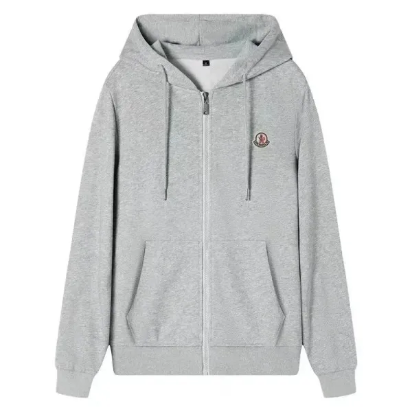 Moncler Logo Patch Gray Full-Zip Hoodie - 1