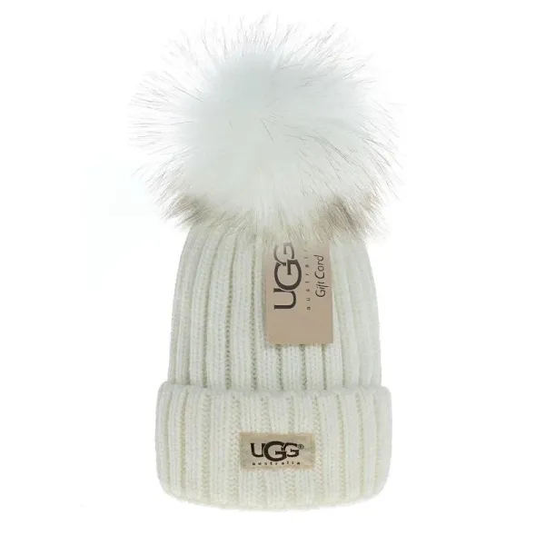 UGG Pom-Pom Beanie White Knit Hat - 1