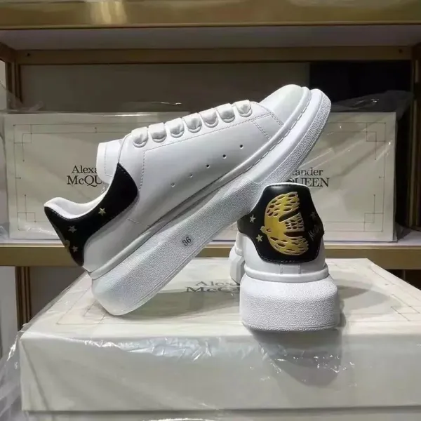 Alexander McQueen Oversized Sneakers White with Gold Skull and Stars - 1