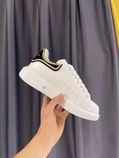 Alexander McQueen Oversized Sneaker White with Black and Gold Heel Tab Sneakers - 1