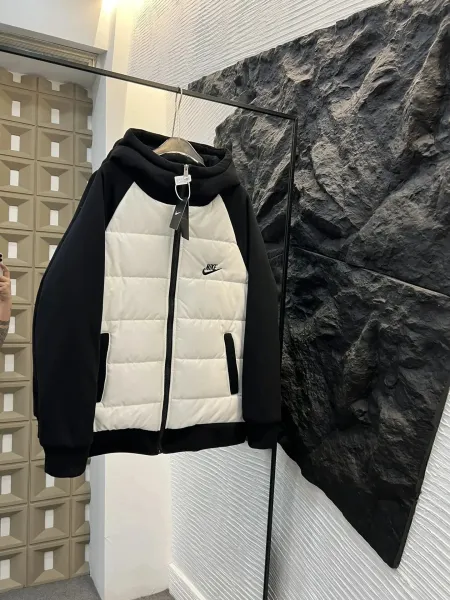 Nike Hooded Puffer Jacket Black/White Outerwear - 1
