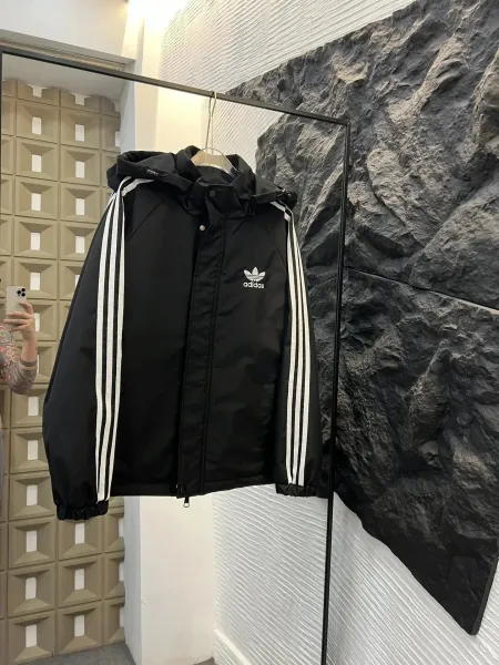 Adidas Originals 3-Stripes Hooded Windbreaker Black Jacket - 1