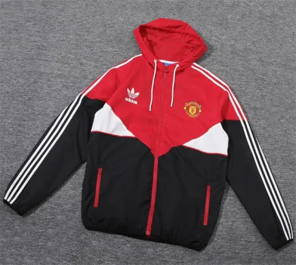 Adidas Originals Manchester United Windbreaker Red Black White Jacket - 1