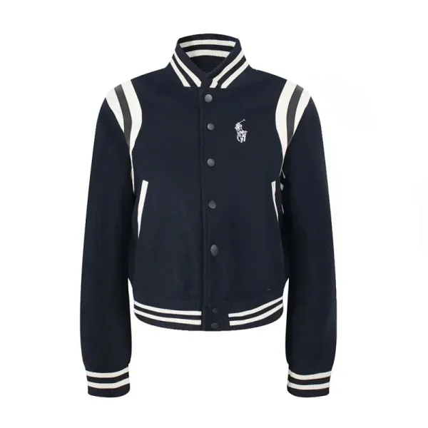 Polo Ralph Lauren Varsity Jacket Navy with White Stripes Outerwear - 1