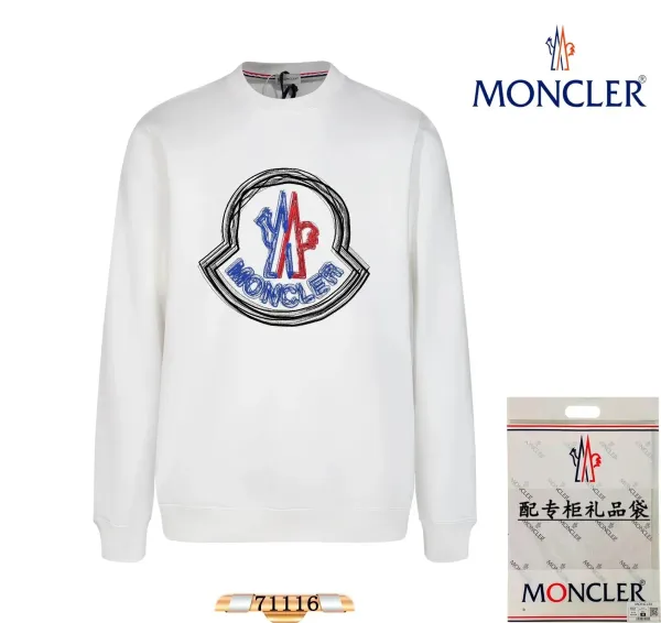 Moncler Sketch Logo White Hoodie - 1