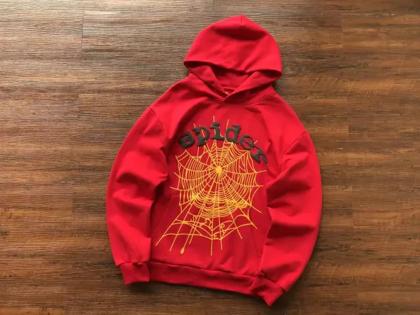 Spider Web Graphic Hoodie Red - 1