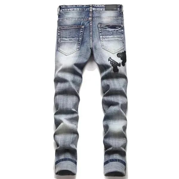 Amiri Distressed Logo-Print Black Slim Fit Jeans - 9