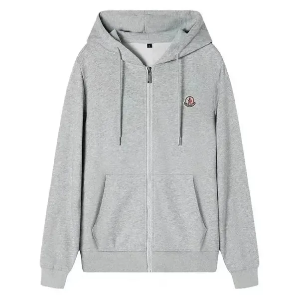 Moncler Logo Embroidered Gray Hoodie - 5
