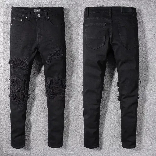 Amiri Distressed Black Slim Fit Jeans - 1