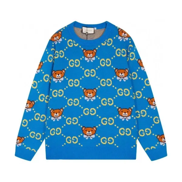 Gucci Bear GG Knit Sweater Blue - 1