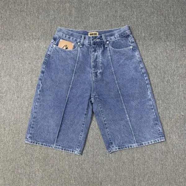 BxHim Genes Wide-Leg Denim Shorts Blue - 1
