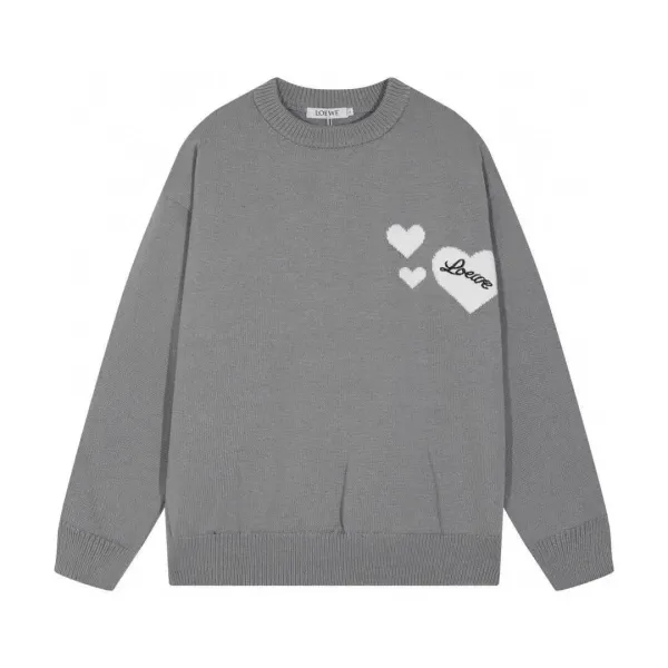 Loewe Heart Embroidered Knit Sweater Gray - 1