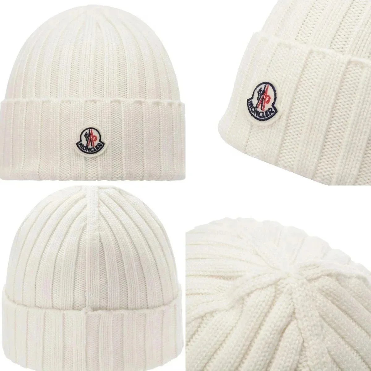 Moncler Beanie with Pom-Pom in Beige and Burgundy Knit - 3