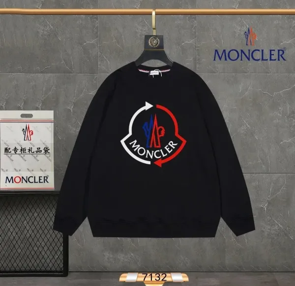 Moncler Logo Print Black Hoodie - 1