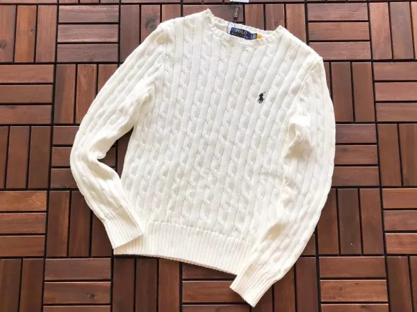 Polo Ralph Lauren Cable Knit Crewneck Sweater White - 1