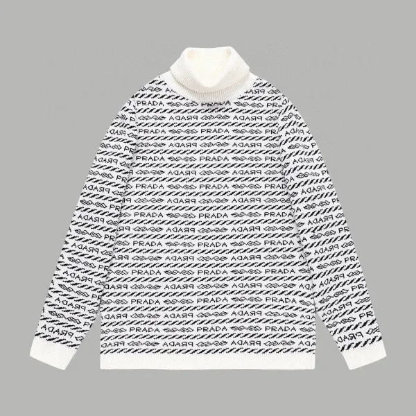 Prada Logo-Print Turtleneck Sweater White - 1