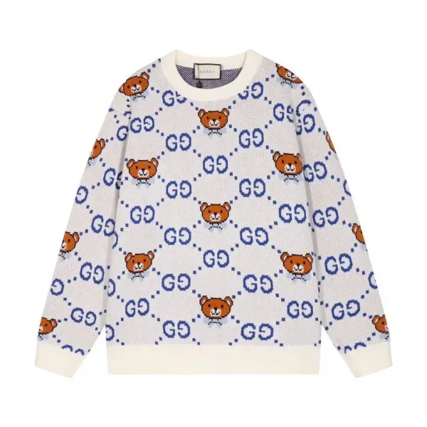 Gucci Bear GG Knit Sweater White - 1