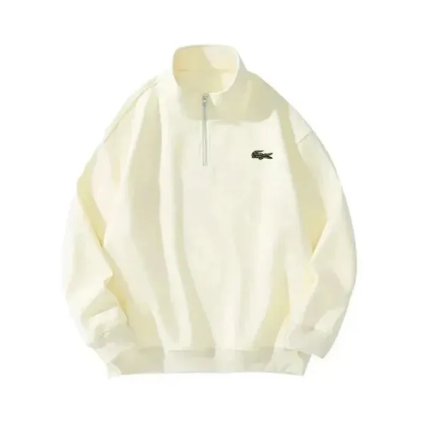 Lacoste Half-Zip Sweatshirt Beige Hoodie - 1