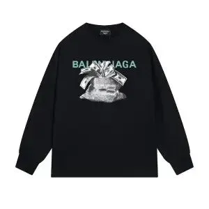 Balenciaga Money Bag Print Long-Sleeve T-Shirt Black - 1