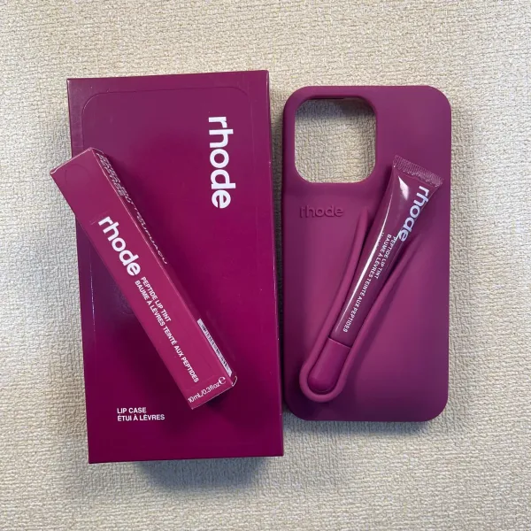 Rhode Peptide Lip Tint in Pink + Lip Case Phone Accessory - 14