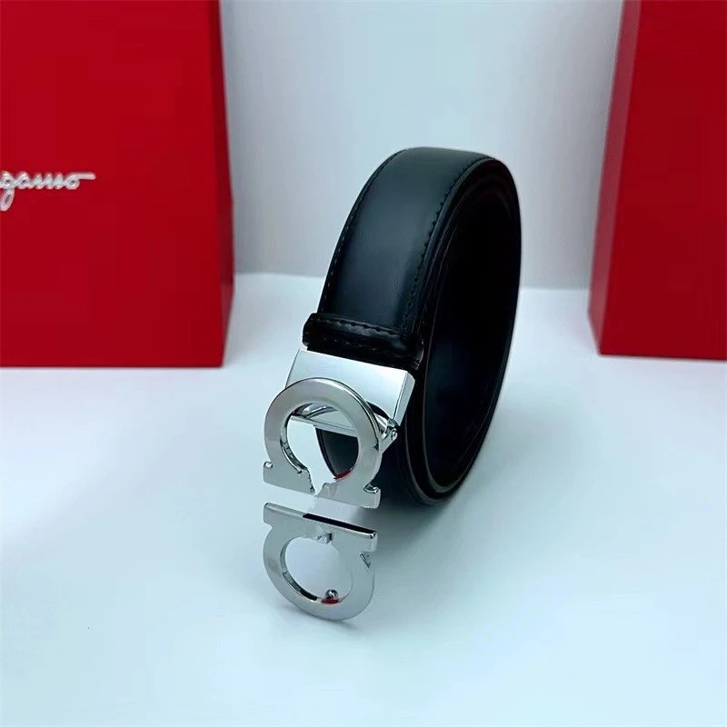 Salvatore Ferragamo Gancini Double G Buckle Black Leather Belt - 8