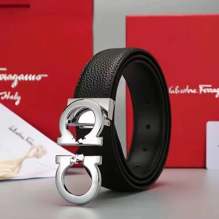 Salvatore Ferragamo Gancini Double G Buckle Black Leather Belt - 15