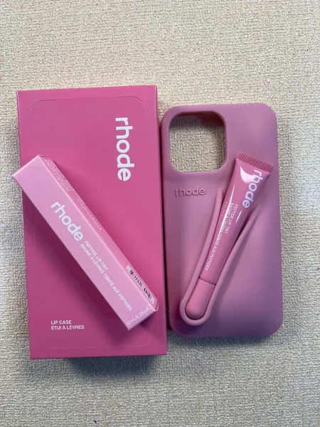 Rhode Peptide Lip Tint in Pink + Lip Case Phone Accessory - 15