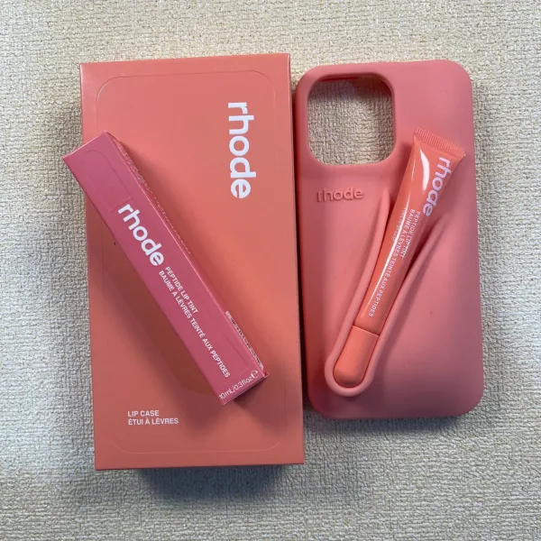 Rhode Peptide Lip Tint in Pink + Lip Case Phone Accessory - 13