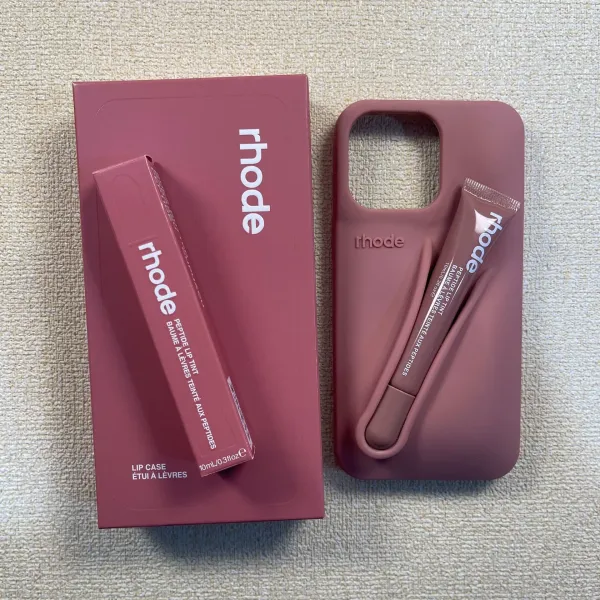 Rhode Peptide Lip Tint in Pink + Lip Case Phone Accessory - 12