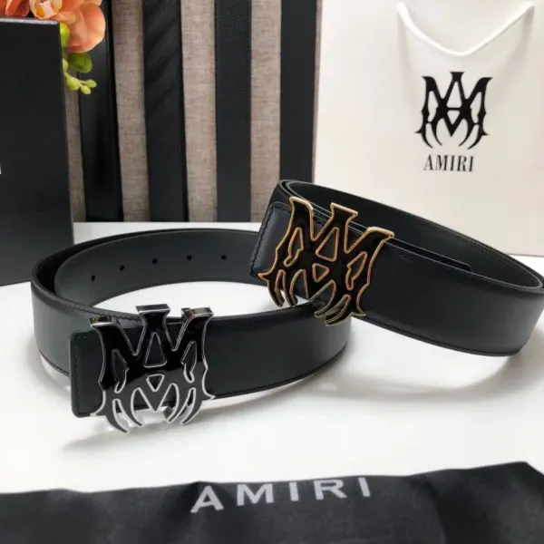 Amiri Logo Buckle Black Leather Belt - 5