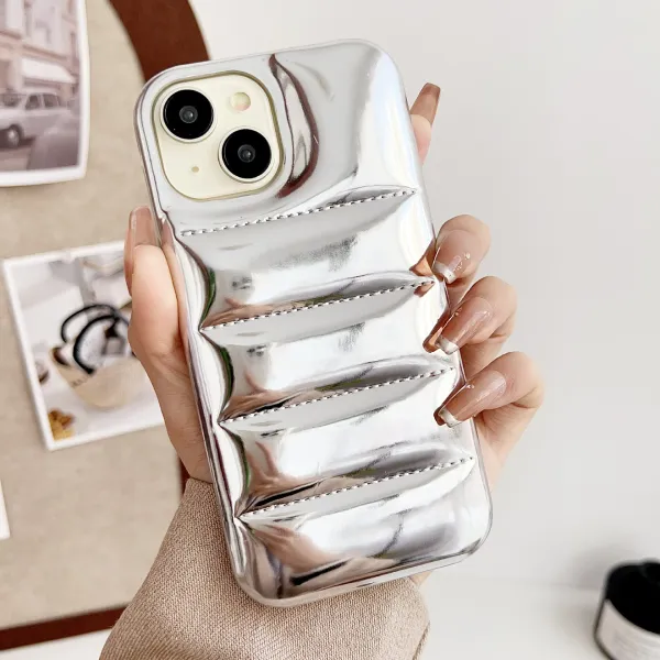 Silver Quilted Metallic Phone Case - 1