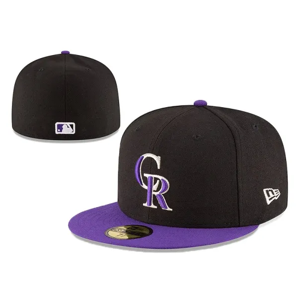 New Era Colorado Rockies 59FIFTY Black Purple Baseball Cap - 1
