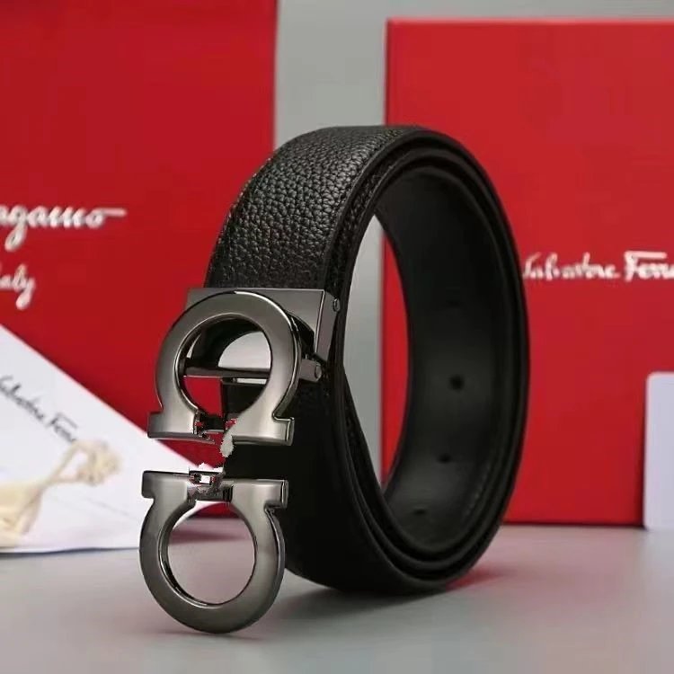 Salvatore Ferragamo Gancini Double G Buckle Black Leather Belt - 13