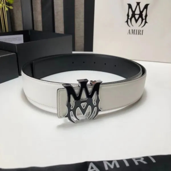 Amiri Logo Buckle Black Leather Belt - 8