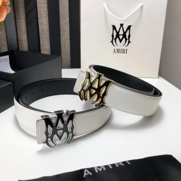 Amiri Logo Buckle Black Leather Belt - 13
