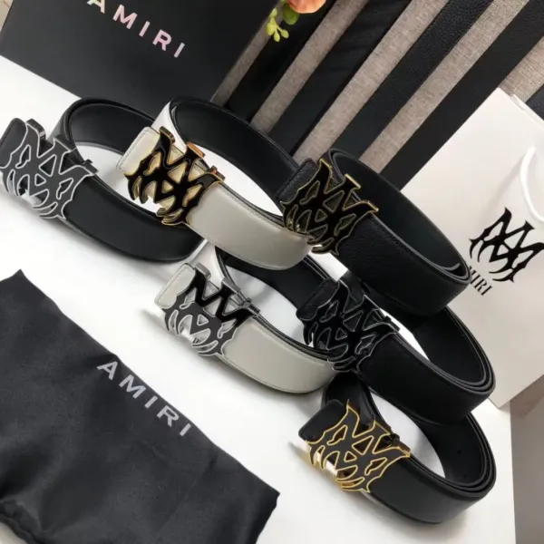 Amiri Logo Buckle Black Leather Belt - 7