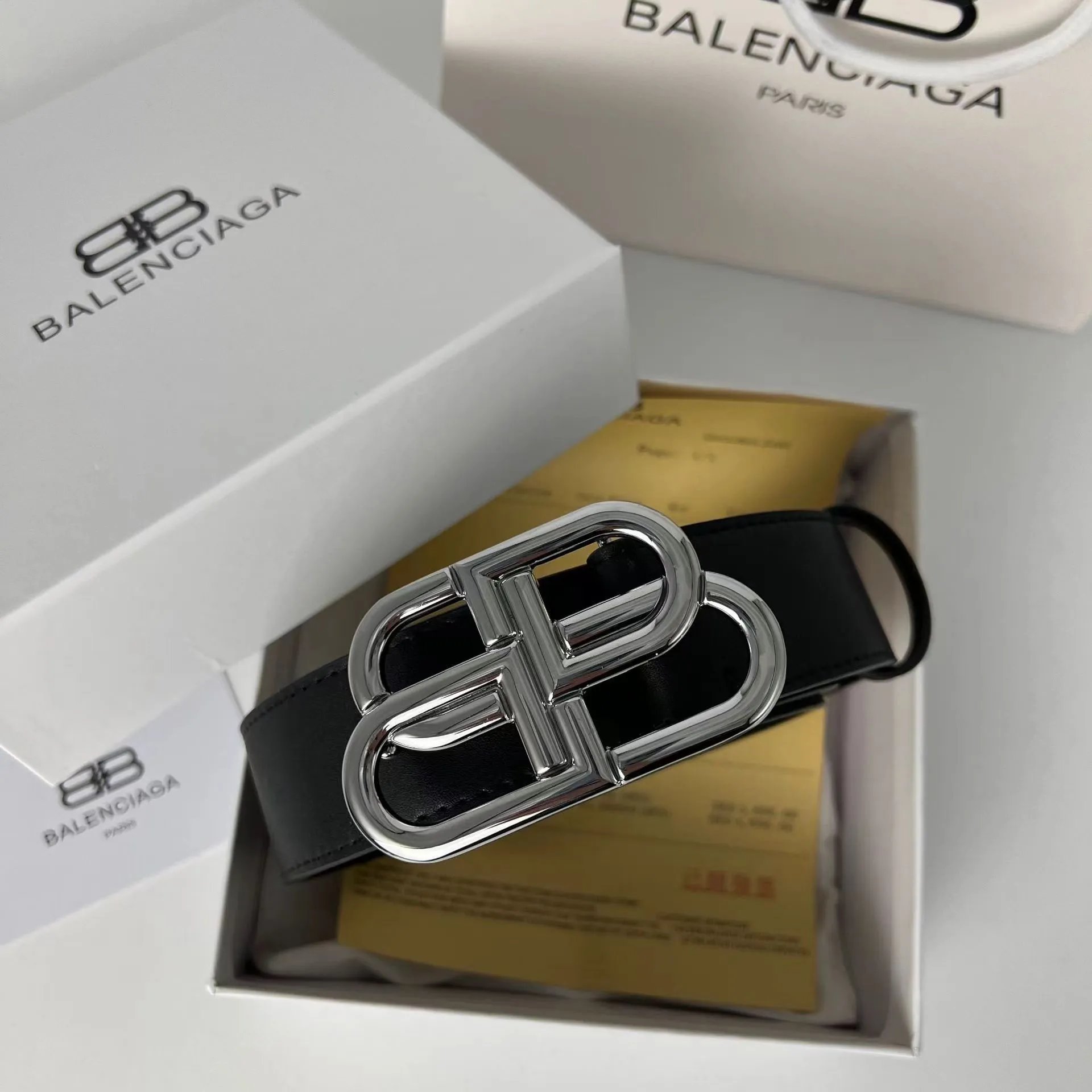 Balenciaga Triple S Belt Black Leather - 20