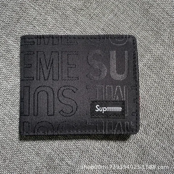 Supreme Logo Print Black Short Wallet - 1
