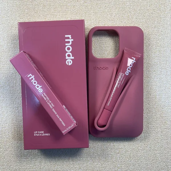 Rhode Peptide Lip Tint in Pink + Lip Case Phone Accessory - 9
