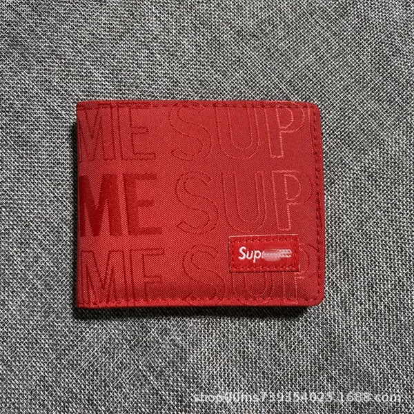 Supreme Logo Print Black Short Wallet - 5