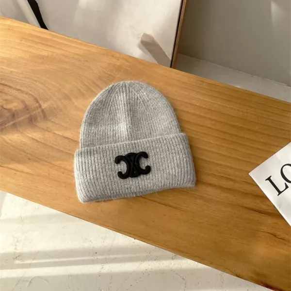 Chanel CC Logo Knit Beanie Gray - 1