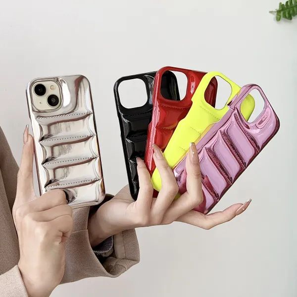 Silver Quilted Metallic Phone Case - 3