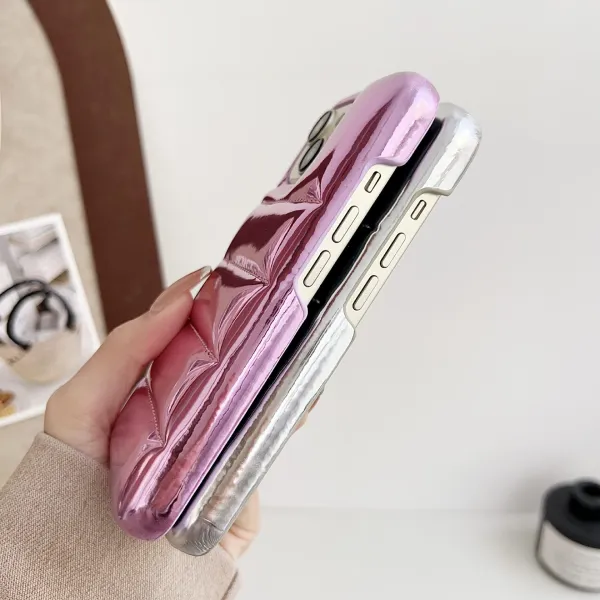 Silver Quilted Metallic Phone Case - 5